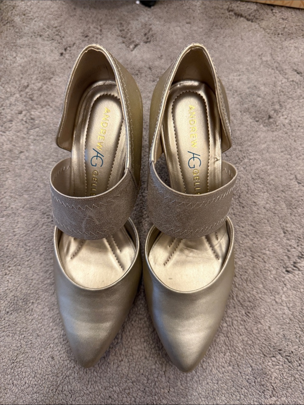 Andrew Geller Women's Gold Pointed-Toe Strap Heels size 5.5